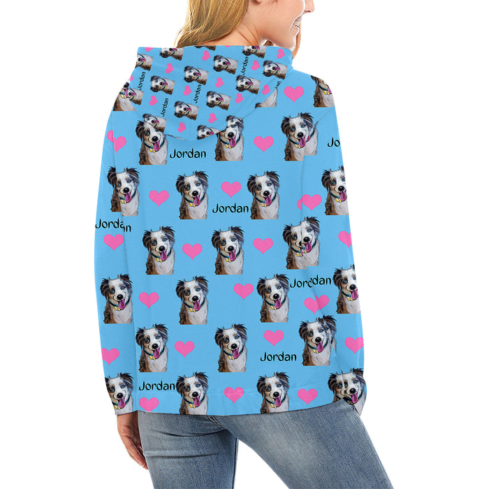 Custom Add Your Photo Here PET Dog Cat Photos on High Neck Pullover Women's Hoodie