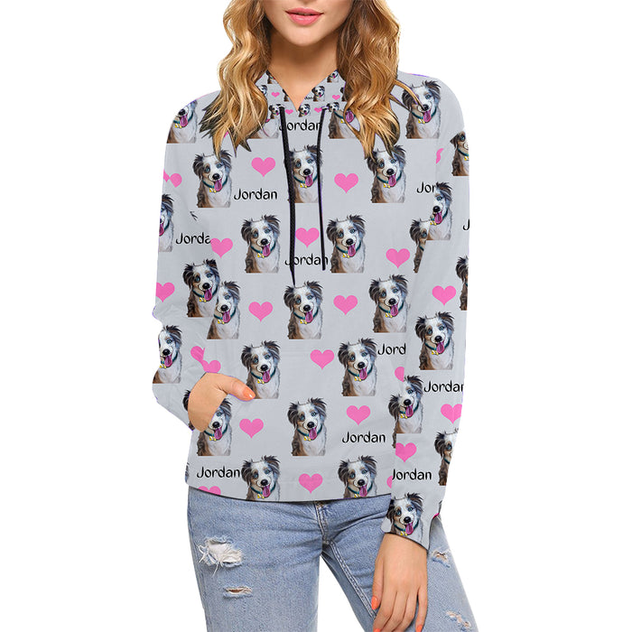 Custom Add Your Photo Here PET Dog Cat Photos on High Neck Pullover Women's Hoodie