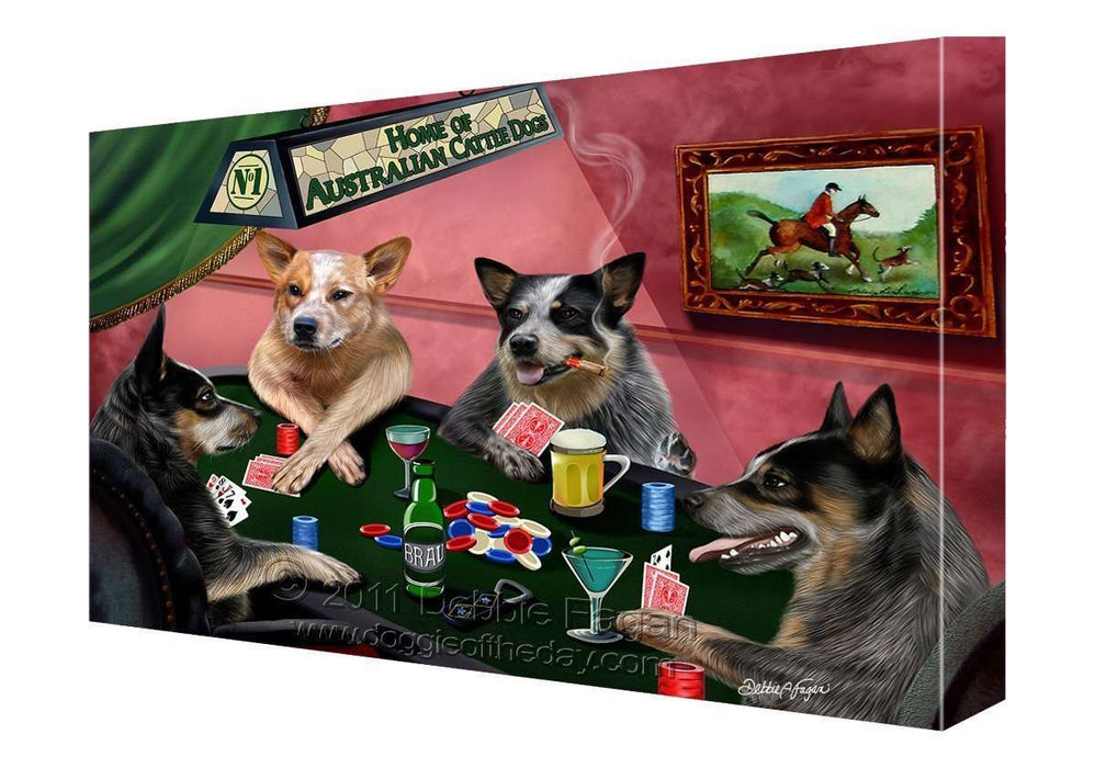 House of Australian Cattle Dogs Playing Poker Canvas