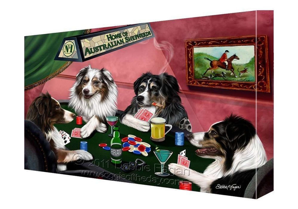 House of Australian Shepherd Dogs Playing Poker Canvas