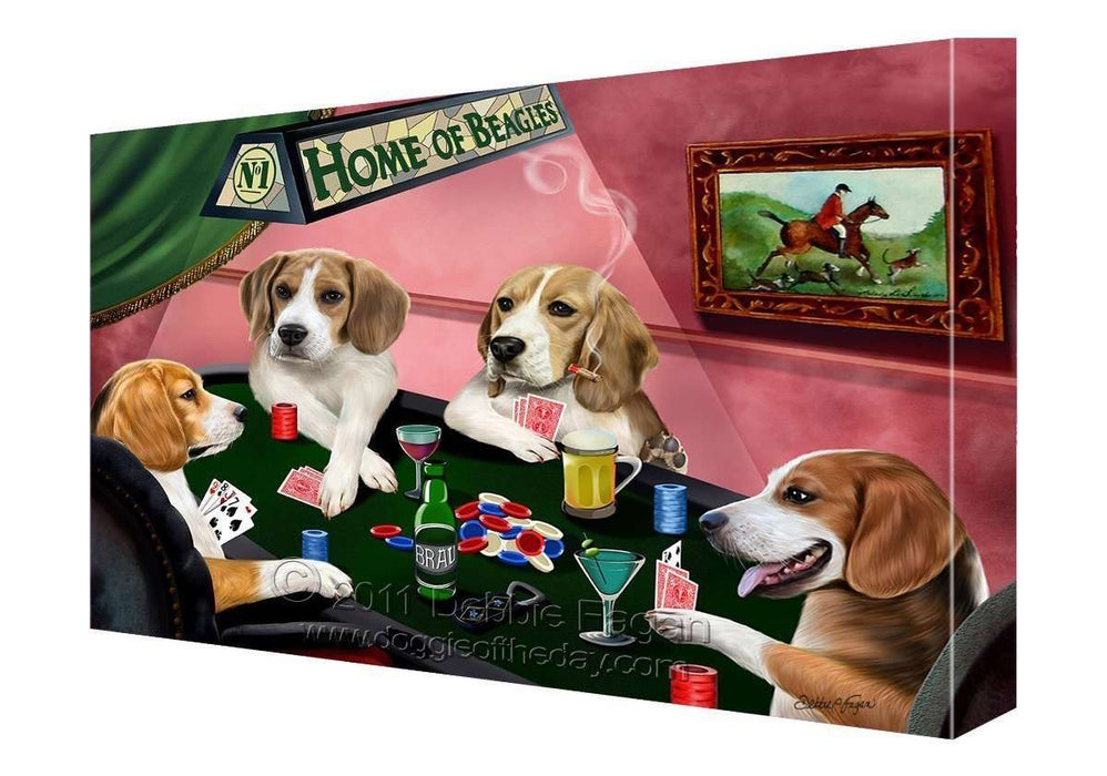 House of Beagles Dogs Playing Poker Canvas