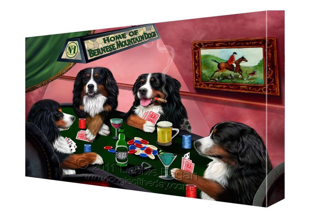 House of Bernese Mountain Dogs Playing Poker Canvas 11 x 14