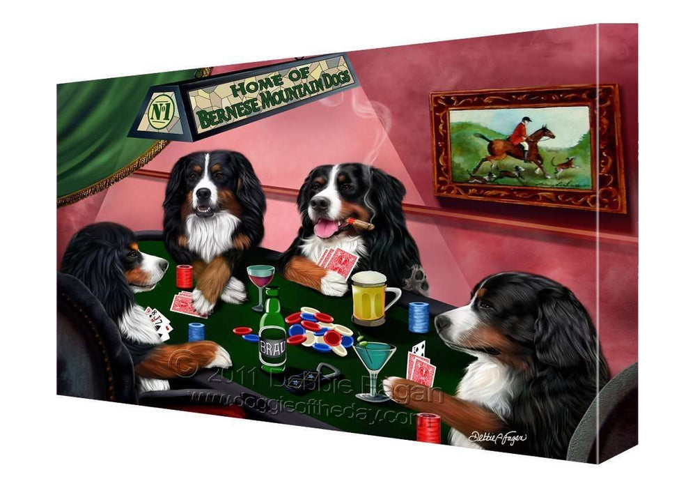 House of Bernese Mountain Dogs Playing Poker Canvas