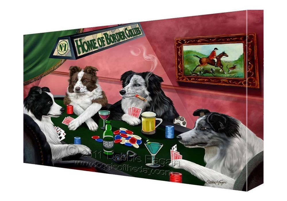 House of Border Collie Dogs Playing Poker Canvas