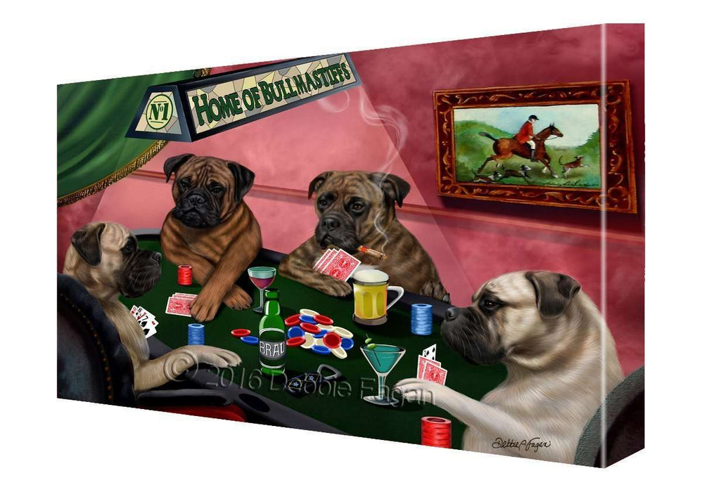 House of Bull Mastiff Dogs Playing Poker Canvas