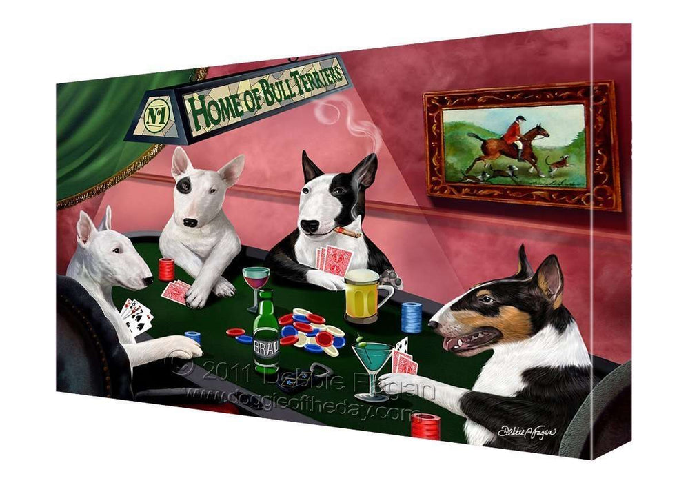House of Bull Terriers Dogs Playing Poker Canvas