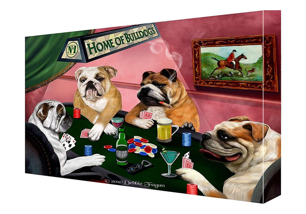 House of Bulldogs Dogs Playing Poker Canvas 16 x 20