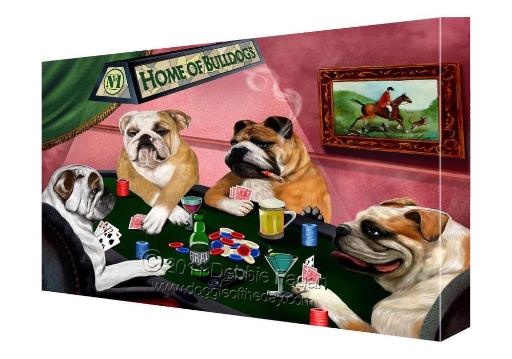 House of Bulldogs Dogs Playing Poker Canvas 18 x 24