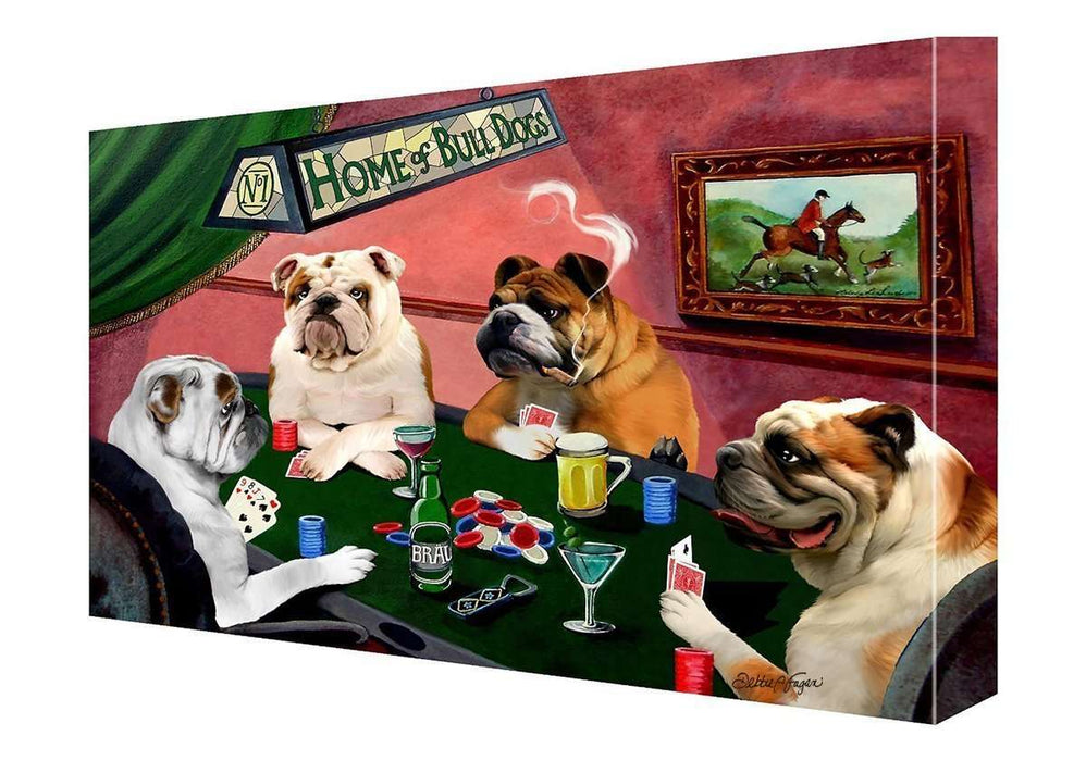 House of Bulldogs Dogs Playing Poker Canvas