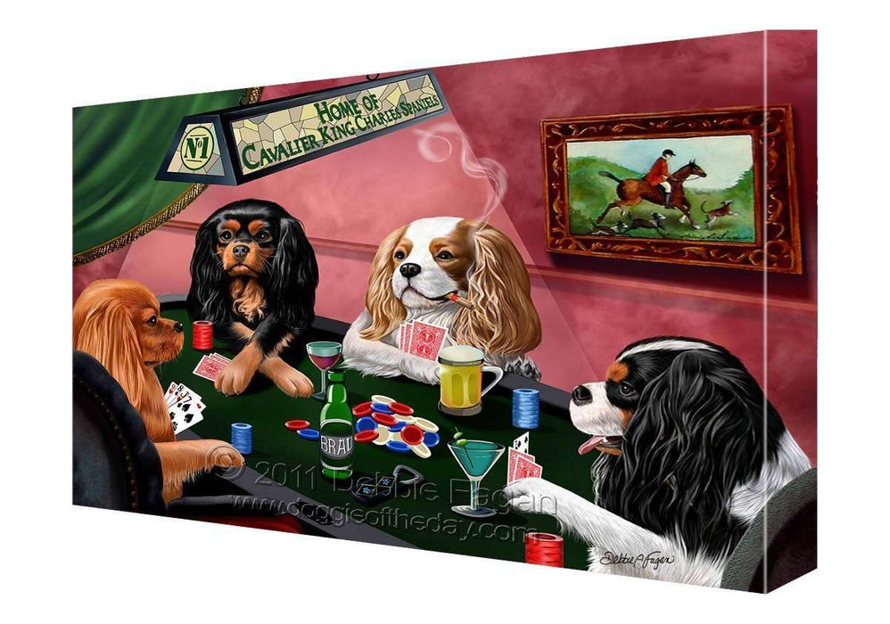 House of Cavalier King Charles Spaniels Dogs Playing Poker Canvas