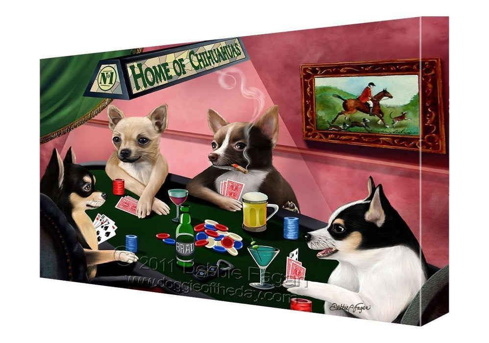House of Chihuahua Dogs Playing Poker Canvas