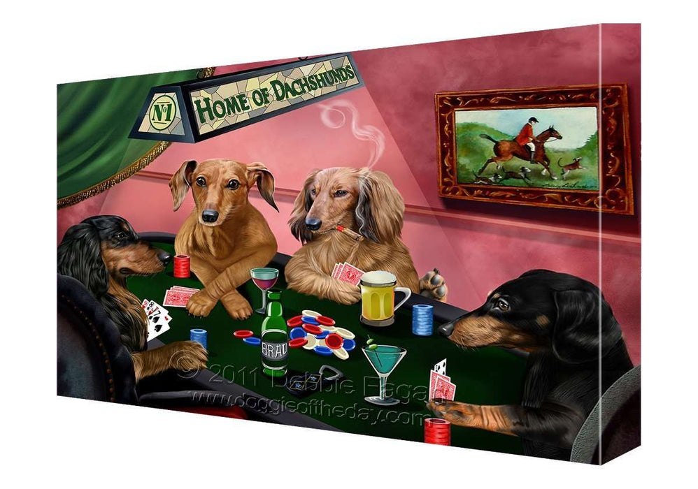 House of Dachshund Dogs Playing Poker Canvas 16 x 20