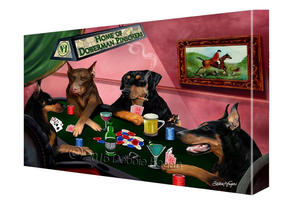 House of Doberman Pincher Dogs Playing Poker Canvas