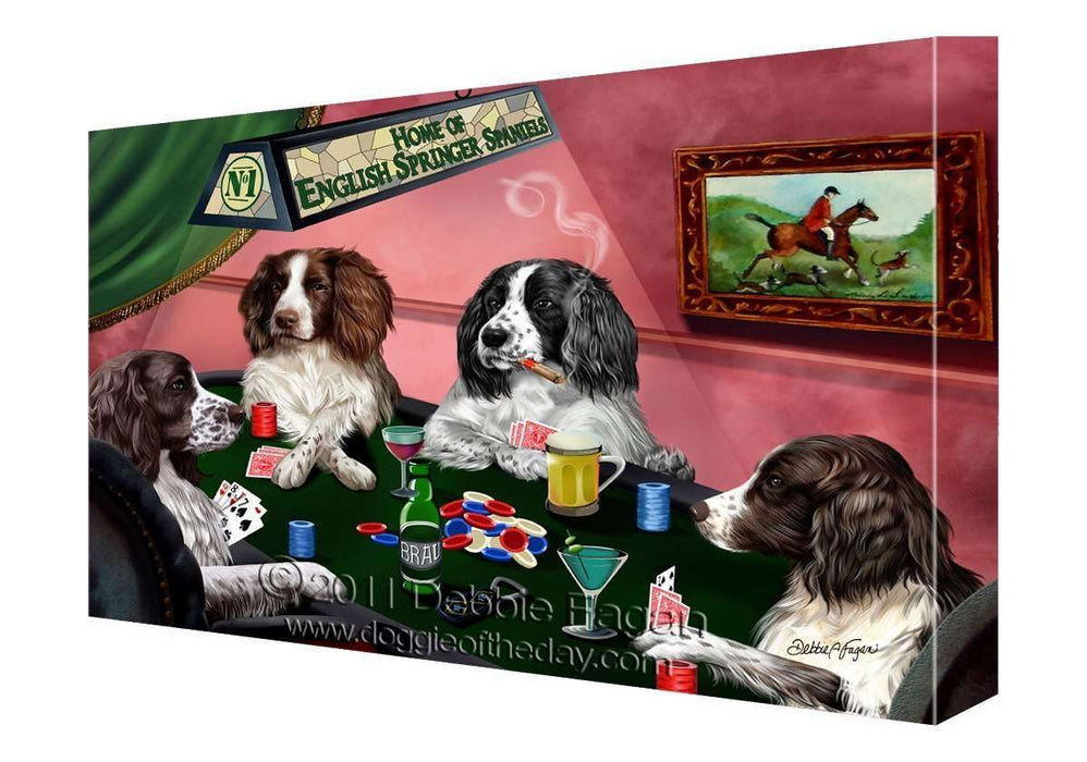 House of English Springer Spaniels Dogs Playing Poker Canvas