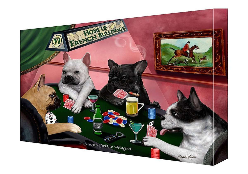 House of French Bulldogs Dogs Playing Poker Canvas (10x12)