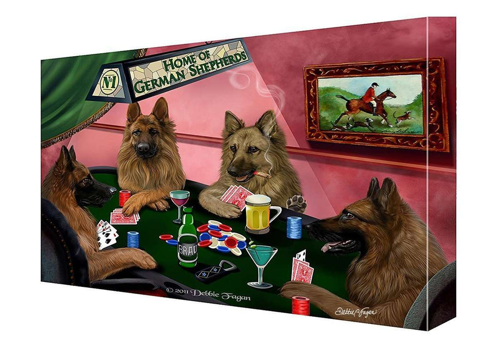 House of German Shepherds Dogs Playing Poker Canvas