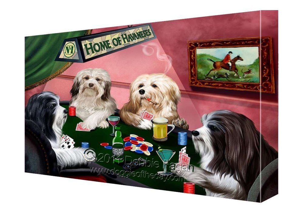 House of Havanese Dogs Playing Poker Canvas 18 x 24