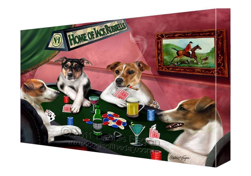 House of Jack Russell Dogs Playing Poker Canvas