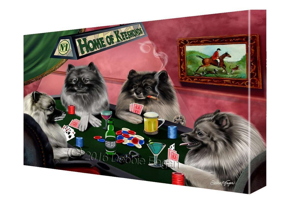 House of Keeshonds Dogs Playing Poker Canvas