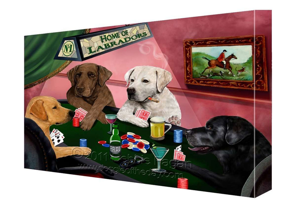 House of Labradors Dogs Playing Poker Canvas 11 x 14