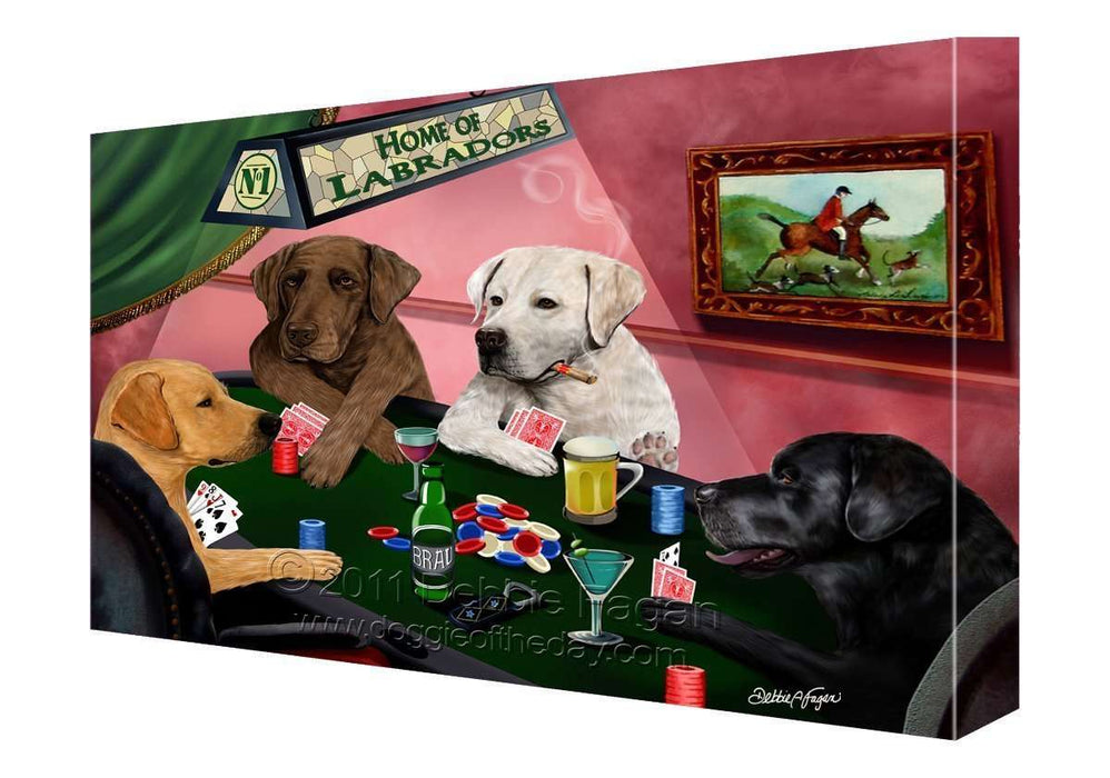 House of Labradors Dogs Playing Poker Canvas