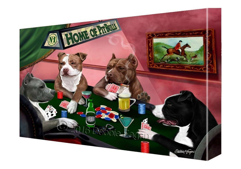House of Pit Bull Dogs Playing Poker Canvas