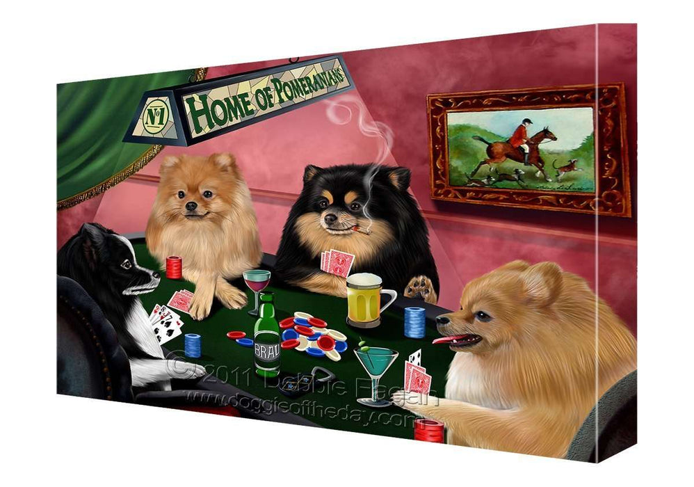 House of Pomeranians Dogs Playing Poker Canvas 11 x 14