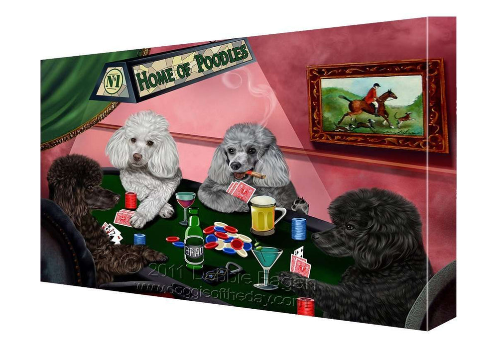 House of Poodles Dogs Playing Poker Canvas 11 x 14