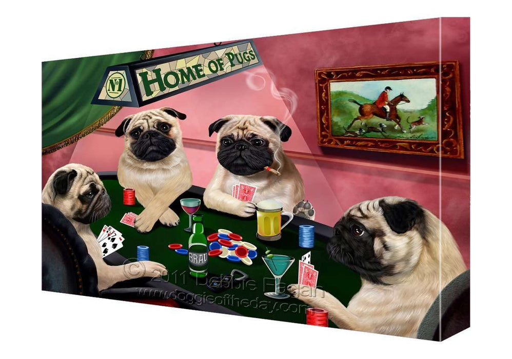 House of Pugs Dogs Playing Poker Canvas 11 x 14