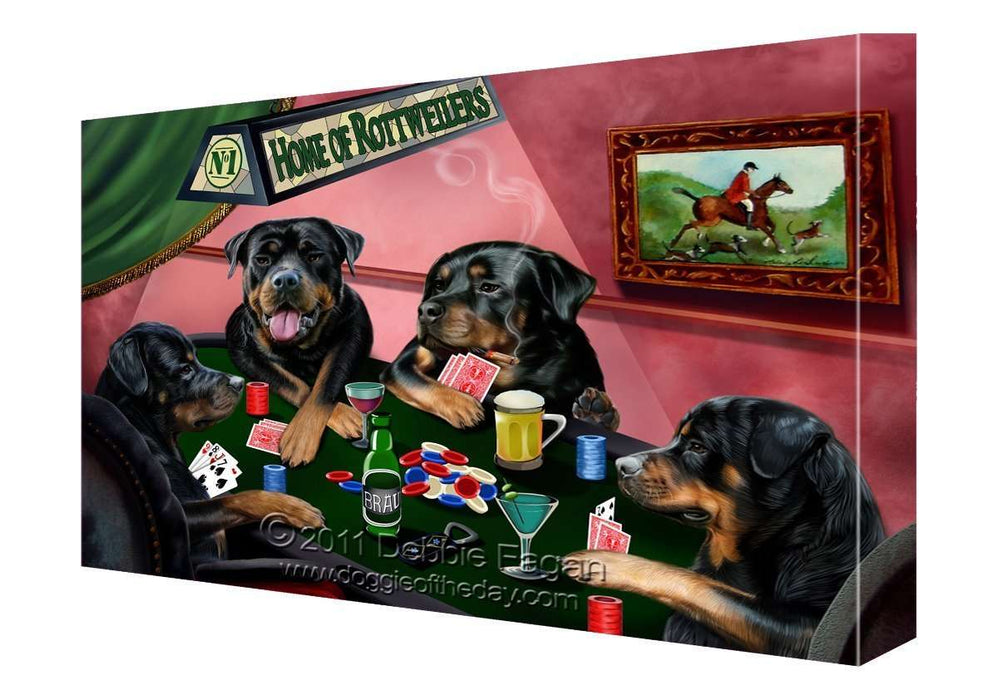 House of Rottweiler Dogs Playing Poker Canvas 11 x 14