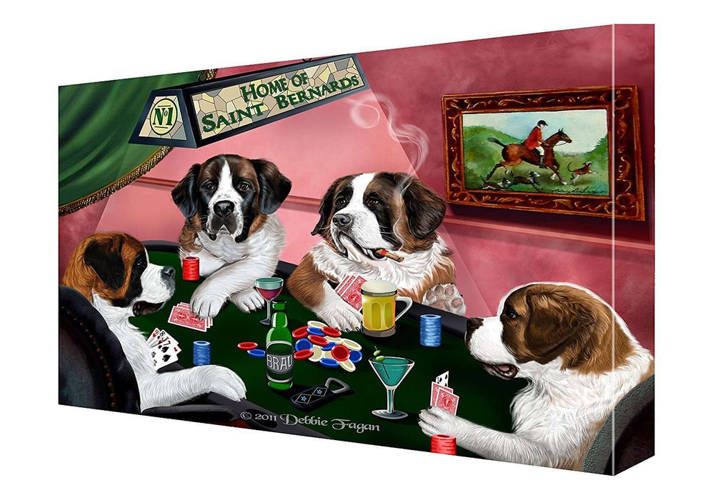 House of Saint Bernard Dogs Playing Poker Canvas