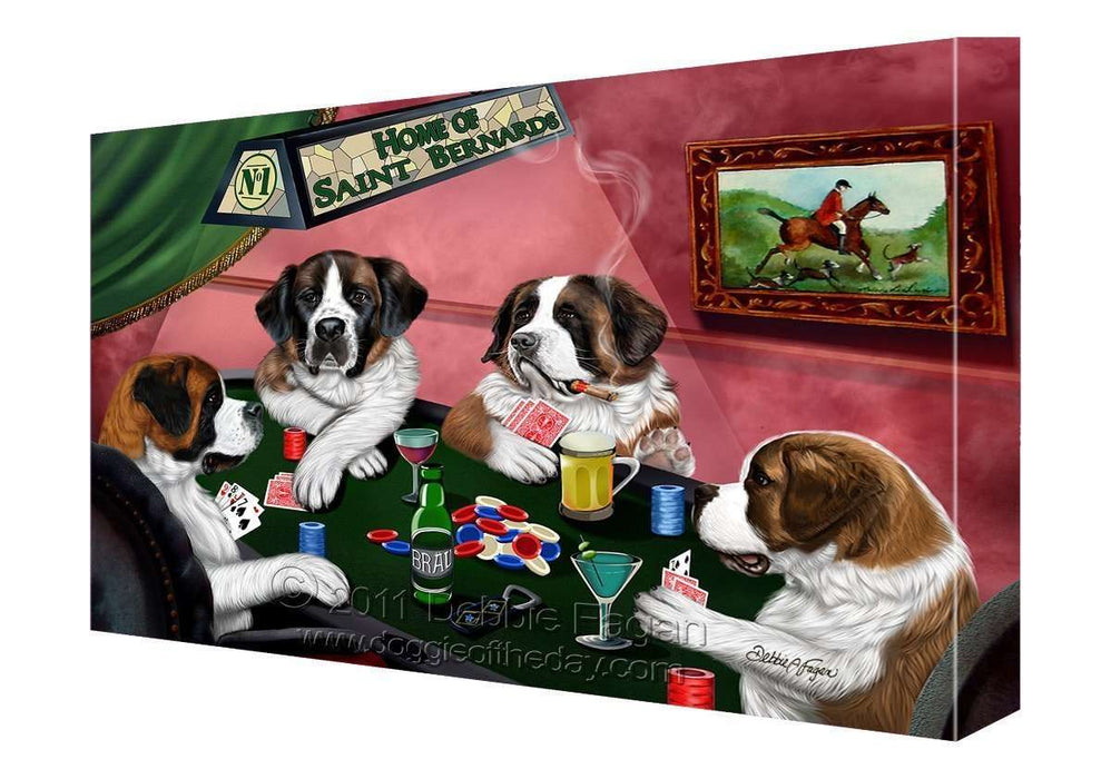 House of Saint Bernards Dogs Playing Poker Canvas