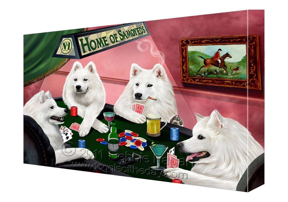 House of Samoyeds Dogs Playing Poker Canvas 11 x 14
