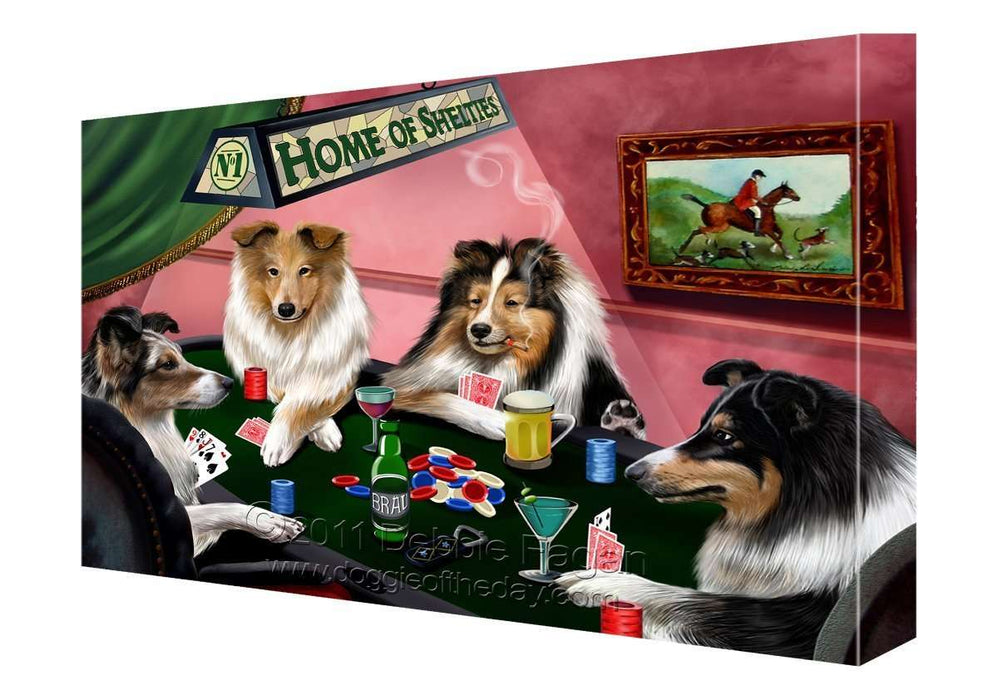 House of Shelties Dogs Playing Poker Canvas 11 x 14