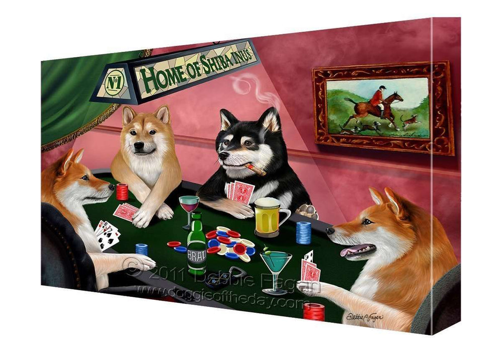 House of Shiba Inus Dogs Playing Poker Canvas