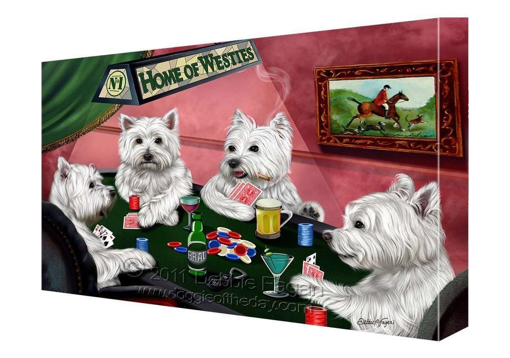House of West Highland White Terrier Dogs Playing Poker Canvas