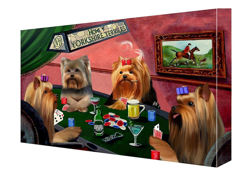 House of Yorkshire Terriers Dogs Playing Poker Canvas 11 x 14