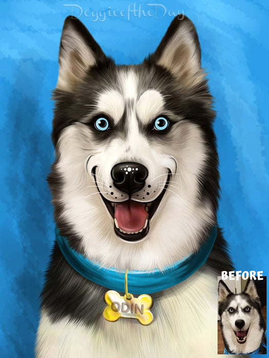 Digital Painting PERSONALIZED Caricature PET PORTRAIT! Custom Pet Dog or Cat Art