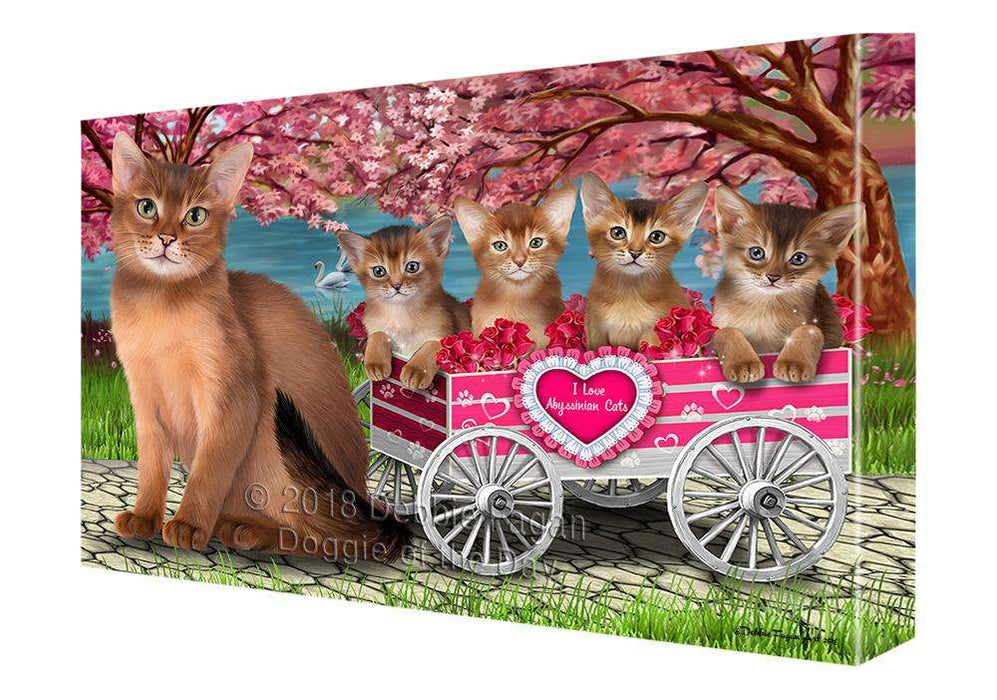 I Love Abyssinian Cat in a Cart Art Portrait Canvas Print Wall Art Décor CVS92366
