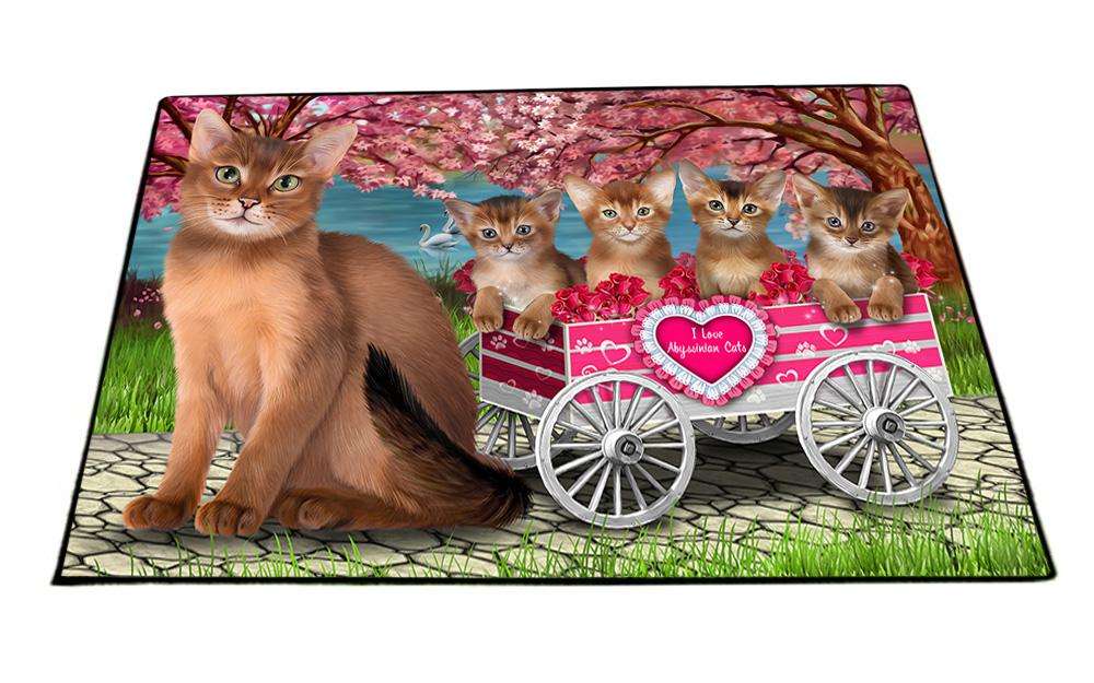I Love Abyssinian Cat in a Cart Art Portrait Floormat FLMS51969