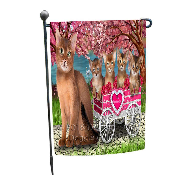 I Love Abyssinian Cat in a Cart Art Portrait Garden Flag GFLG52786