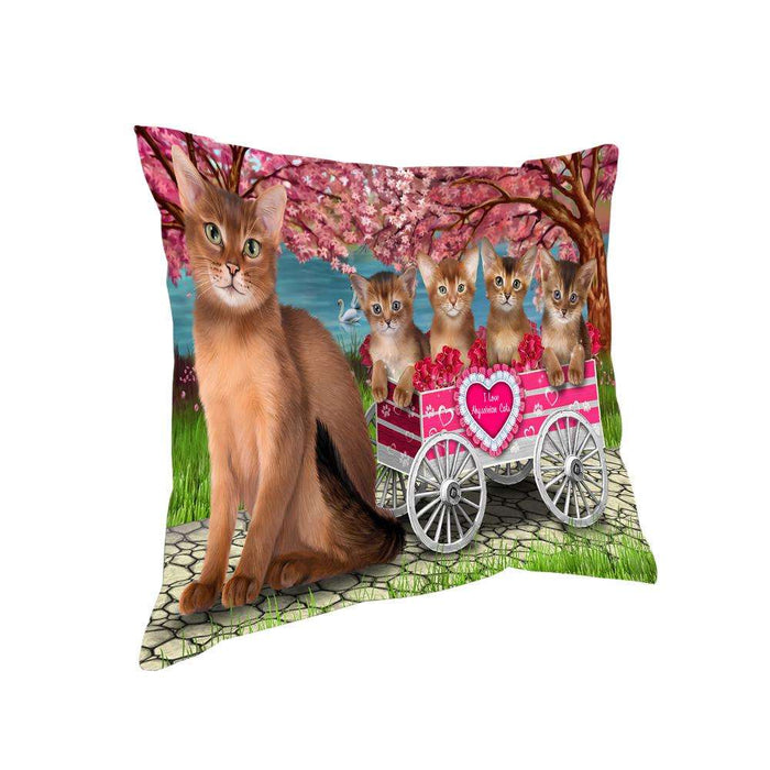 I Love Abyssinian Cat in a Cart Art Portrait Pillow PIL67520