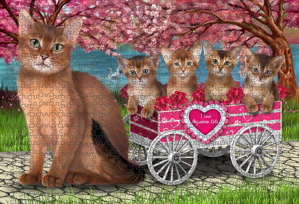 I Love Abyssinian Cat in a Cart Art Portrait Puzzle with Photo Tin PUZL62470