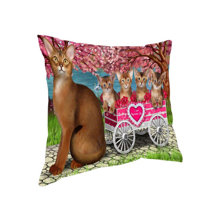 I Love Abyssinian Cats in a Cart Pillow PIL73460