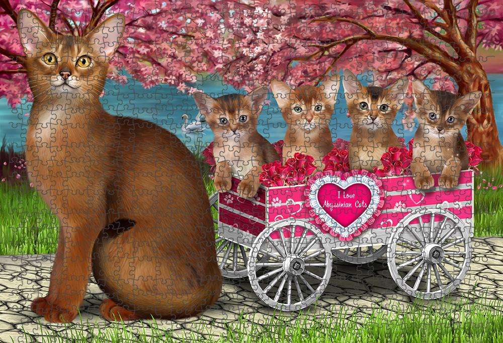 I Love Abyssinian Cats in a Cart Puzzle with Photo Tin PUZL83992
