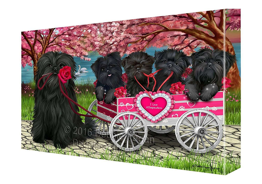 I Love Affenpinscher Dogs in a Cart Canvas Wall Art