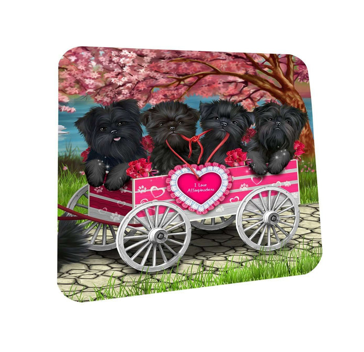 I Love Affenpinscher Dogs in a Cart Coasters Set of 4