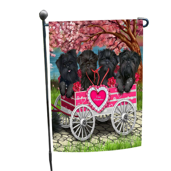 I Love Affenpinscher Dogs in a Cart Garden Flag