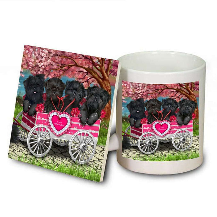 I Love Affenpinscher Dogs in a Cart Mug and Coaster Set