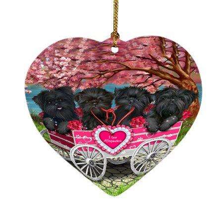 I Love Affenpinschers Dog in a Cart Heart Christmas Ornament HPOR48562